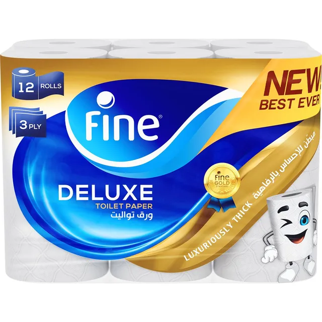 FINE TOILET TISSUE DELUXE 3PLY 140SHEETS 12ROLLS