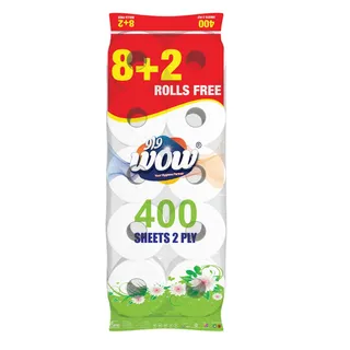 واو تويلت تيشو 400شيتس 8+2ROLLS
