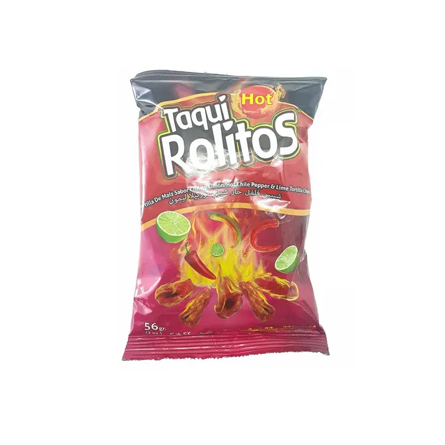 TAQUI ROLITOS TORTILLA CHIPS HOT CHILE PEPPER & LIME 56G