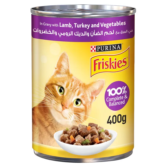 بورينا فريسكيز طعام قطط لحم غنم ديك رومي وخضار 400G