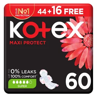 KOTEX فوط صحية ماكسي سوبر+ أجنحة كوكو برومو 44+16S