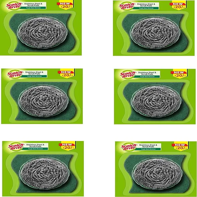 SCOTCH BRITE STAINLESS STEEL SCRUBBER PROMO 4+2S