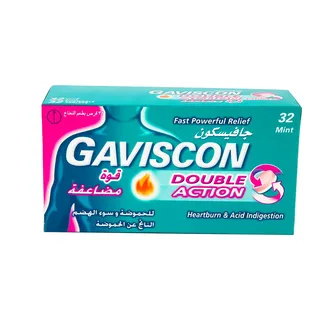 GAVISCON TABLETS DOUBLE ACTION MINT HEARTBURN & ACID INDIGESTION 32S