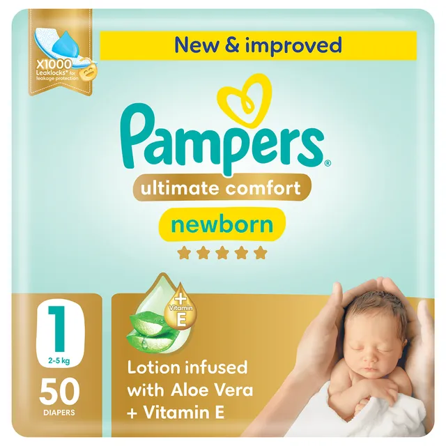 بامبرز KDM حفاضات أطفال مولود جديد PC ألوفيرا لوشن S1 2-5KG 50S