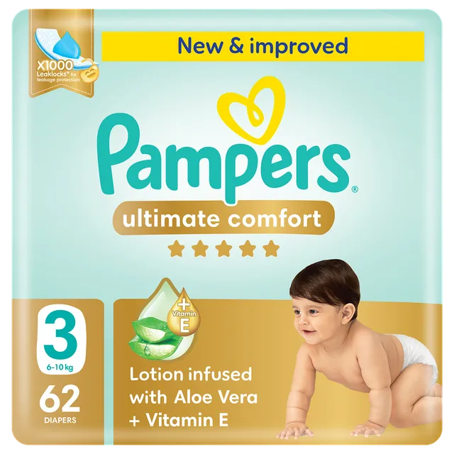 PAMPERS KDM BABY DIAPERS PC ALOE VERA LOTION S3 6-10KG 62S