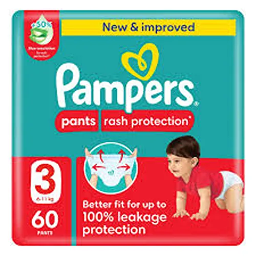 PAMPERS KDM BABY DIAPERS PANTS RASH PROTECTION S3 6-11KG 60S