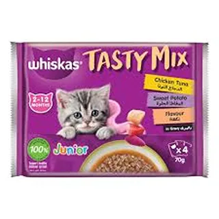 WHISKAS CAT FOOD CHICKEN TUNA & SWEET POTATO IN GRAVY 70GX4