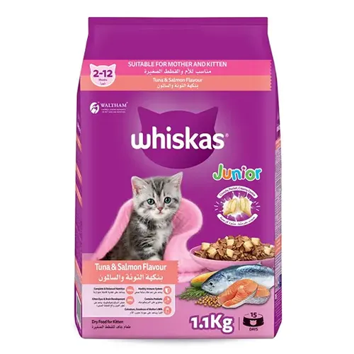 WHISKAS CAT FOOD JR TUNA & SALMON 1.1KG