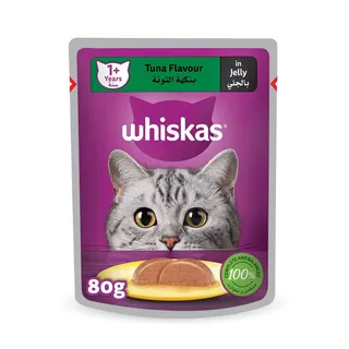 WHISKAS CAT FOOD TUNA IN JELLY 1+YEARS 80G