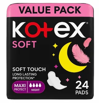 KOTEX فوط صحية لمسة ناعمة ليلية 24S