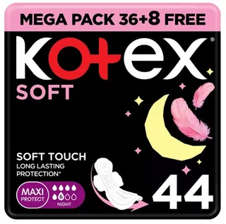 KOTEX فوط صحية لمسة ناعمة ليلية 36S+8S